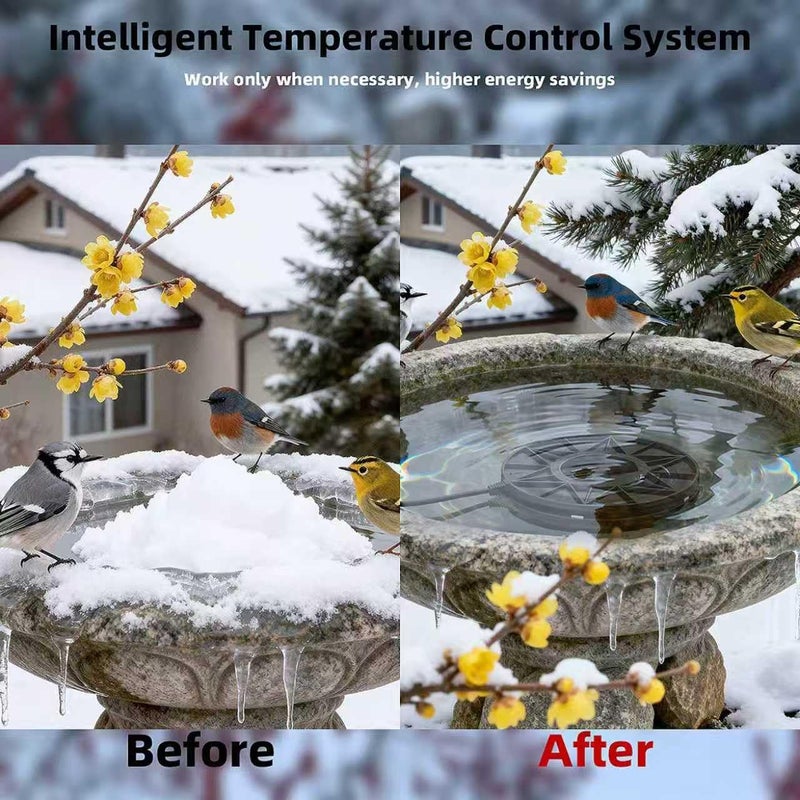 Runbvane 70W Bird Bath Heater for Outdoor in Winter, Heater Pond De-Icer with Thermostat,Chicken Water Heater Black - Image 5
